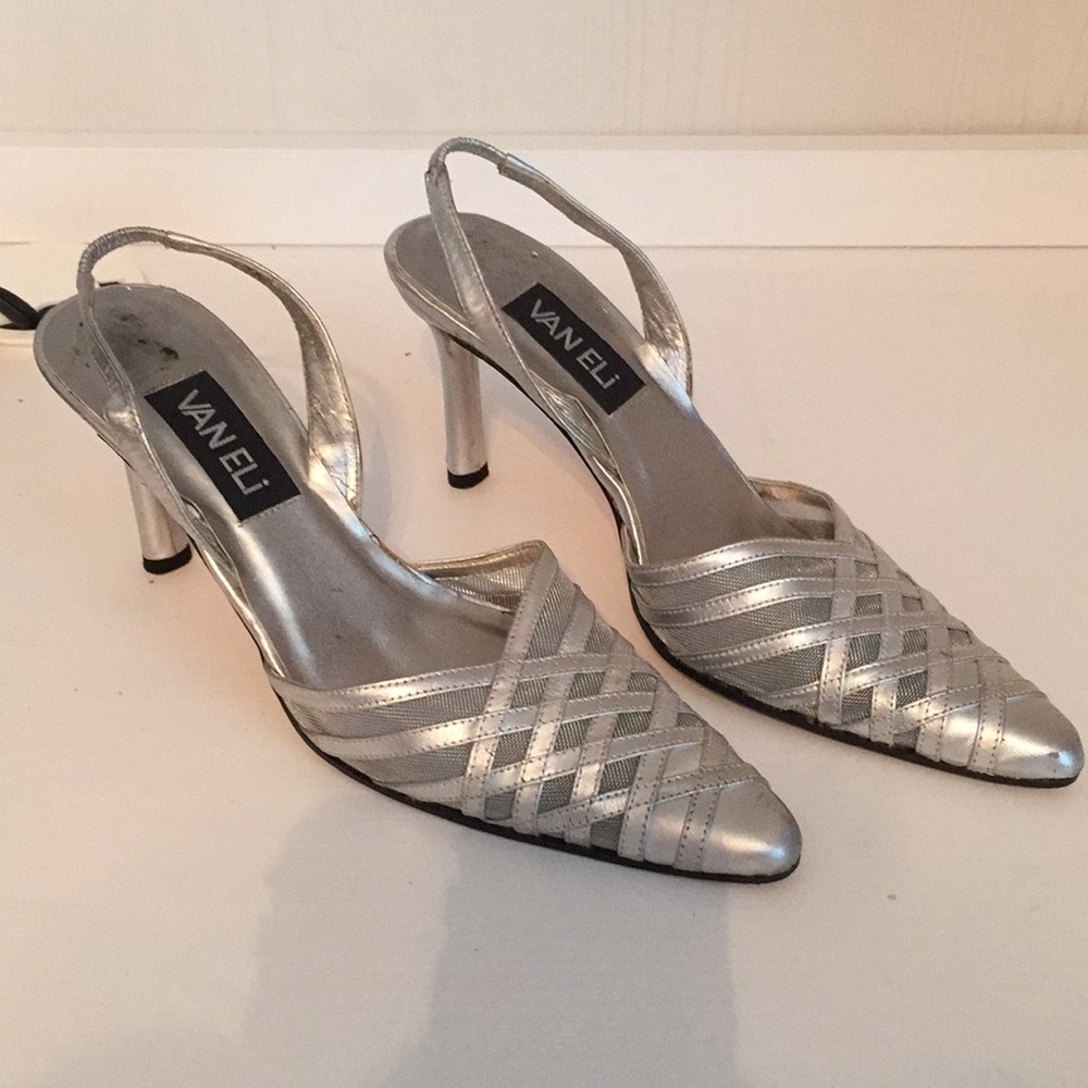 Silver formal dress shoes